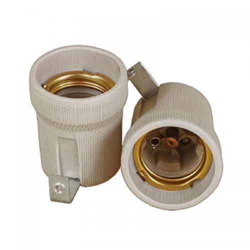 Патрон электрический EKF E27 керамика с держателем белый картинка 